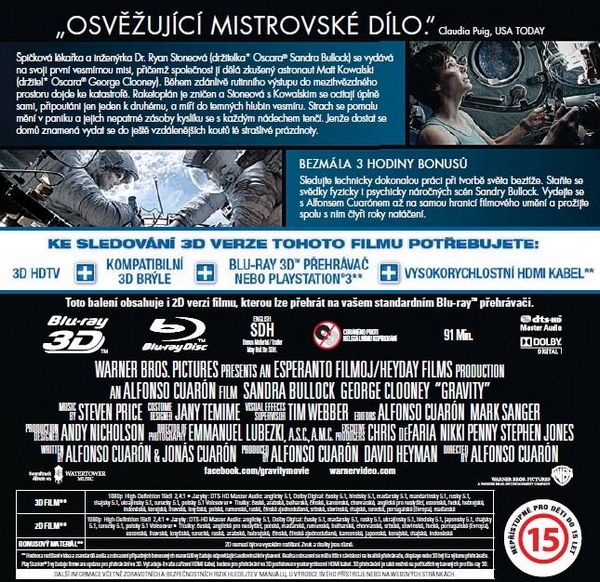 Gravitace - zadní strana obalu (Blu-ray)